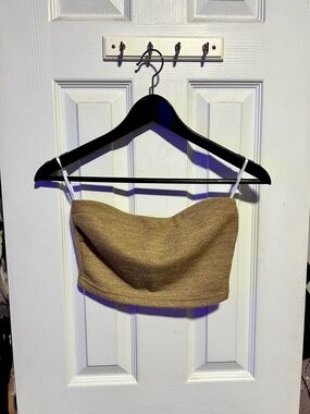 SHEIN Tan Strapless Knit Crop Top